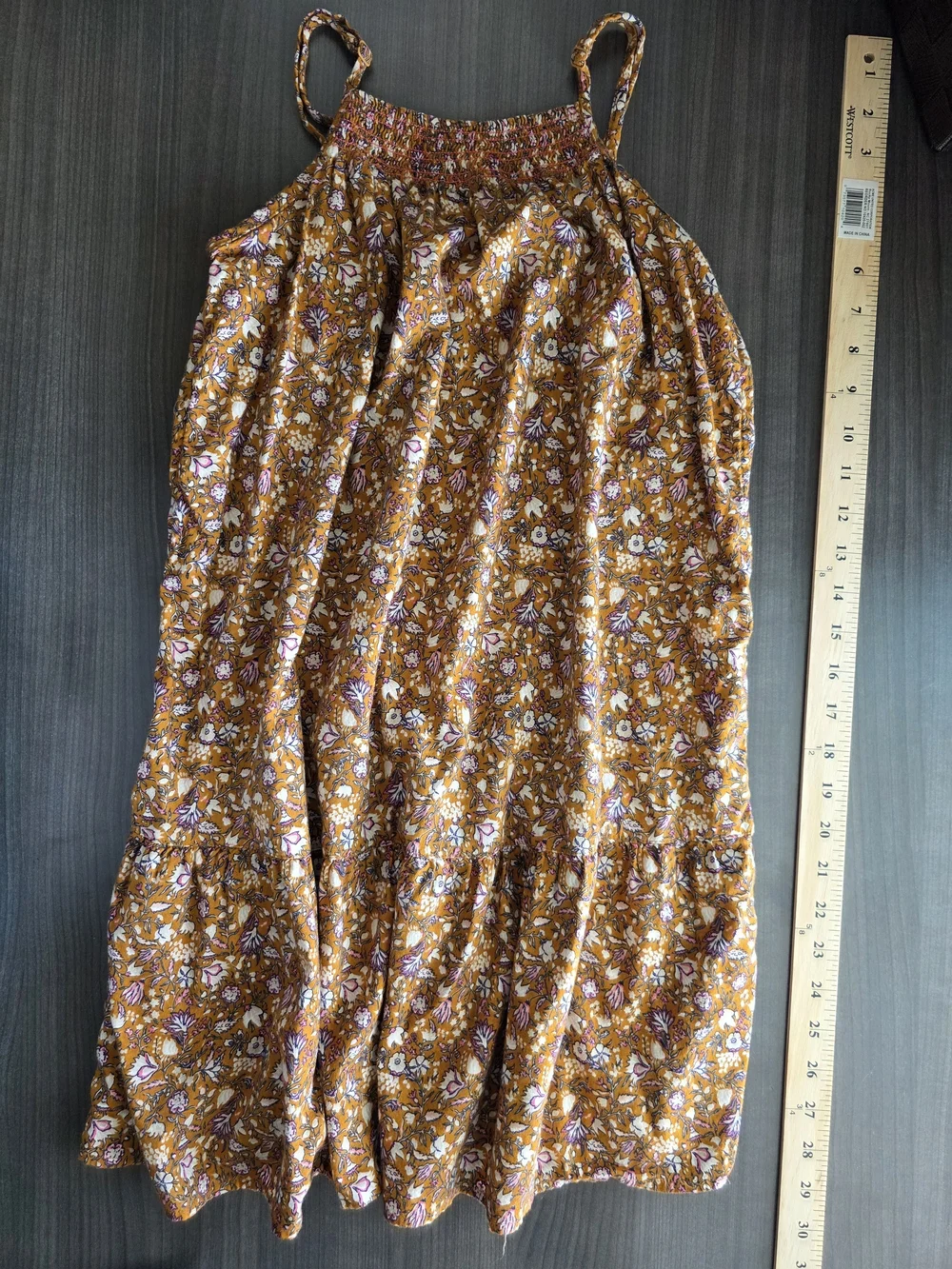 Old Navy Floral Sundress in Mustard Floral Tiered-Hem Cami Dress